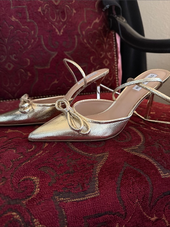 Steve Madden Shoes - Gold Pointed-Toe Slingback Heels with Bow